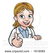 Vector Illustration of Cartoon Thumbs up Scientist Character Sign by AtStockIllustration