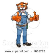 Vector Illustration of Cartoon Tiger Construction Mascot Handyman by AtStockIllustration