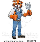 Vector Illustration of Cartoon Tiger Gardener Gardening Animal Mascot by AtStockIllustration