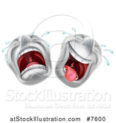 Vector Illustration of Cartoon Trajedy and Comedy Theater Emoji Emoticons by AtStockIllustration