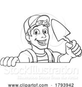 Vector Illustration of Cartoon Trowel Construction Site Builder Handyman by AtStockIllustration