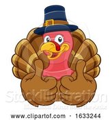 Vector Illustration of Cartoon Turkey Pilgrim Hat Thanksgiving Character by AtStockIllustration