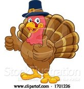 Vector Illustration of Cartoon Turkey Pilgrim Hat Thanksgiving Character by AtStockIllustration