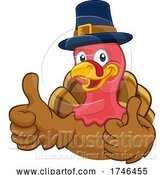 Vector Illustration of Cartoon Turkey Pilgrim Hat Thanksgiving Character by AtStockIllustration