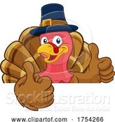 Vector Illustration of Cartoon Turkey Pilgrim Hat Thanksgiving Character by AtStockIllustration