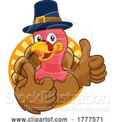 Vector Illustration of Cartoon Turkey Pilgrim Hat Thanksgiving Character by AtStockIllustration