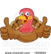 Vector Illustration of Cartoon Turkey Thanksgiving or Christmas Character by AtStockIllustration