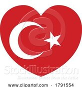 Vector Illustration of Cartoon Turkey Turkish Turkiye Flag Heart Concept by AtStockIllustration