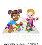 Vector Illustration of Cartoon Two Girls Playing by AtStockIllustration