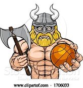 Vector Illustration of Cartoon Viking Basketball Sports Mascot by AtStockIllustration