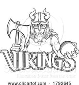 Vector Illustration of Cartoon Viking Female Gladiator Cricket Warrior Lady by AtStockIllustration