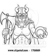 Vector Illustration of Cartoon Viking Female Gladiator Tennis Warrior Lady by AtStockIllustration