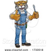 Vector Illustration of Cartoon Wildcat Electrician Handyman Holding Screwdriver by AtStockIllustration