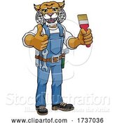 Vector Illustration of Cartoon Wildcat Painter Decorator Holding Paintbrush by AtStockIllustration