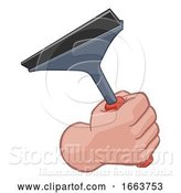 Vector Illustration of Cartoon Window Cleaner Hand Fist Holding Squeegee Cartoon by AtStockIllustration