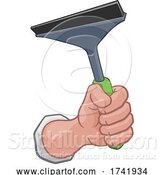 Vector Illustration of Cartoon Window Cleaner Hand Fist Holding Squeegee Cartoon by AtStockIllustration
