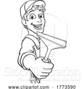 Vector Illustration of Cartoon Window Cleaning Squeegee Car Wash Cleaner by AtStockIllustration