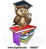 Vector Illustration of Cartoon Wise Owl Graduate Teacher Character by AtStockIllustration