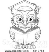 Vector Illustration of Cartoon Wise Owl Old Professor Reading Book by AtStockIllustration