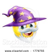 Vector Illustration of Cartoon Wizard Emoticon Face Emoji Icon by AtStockIllustration