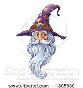 Vector Illustration of Cartoon Wizard Merlin Beard Magician Guy Character by AtStockIllustration