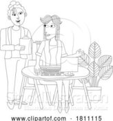 Vector Illustration of Cartoon Women Working Business Illustration Office Scene by AtStockIllustration