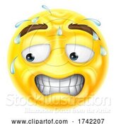 Vector Illustration of Cartoon Worried Sweating Scared Emoticon Face Icon by AtStockIllustration