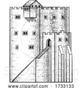 Vector Illustration of Castle Old Medieval Building Vintage Woodcut Style by AtStockIllustration