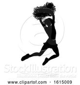 Vector Illustration of Cheerleader Pom Poms Silhouette, on a White Background by AtStockIllustration