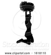 Vector Illustration of Cheerleader Pom Poms Silhouette, on a White Background by AtStockIllustration