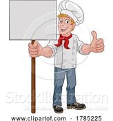 Vector Illustration of Chef Cook Baker Guy Holding Sign by AtStockIllustration