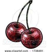 Vector Illustration of Cherry Berry Fruit Vintage Woodcut Illustration by AtStockIllustration