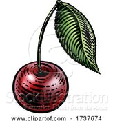 Vector Illustration of Cherry Berry Fruit Vintage Woodcut Illustration by AtStockIllustration