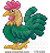 Vector Illustration of Chicken Cockerel Pixel Art Video Game by AtStockIllustration