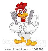Vector Illustration of Chicken Rooster Cockerel Knife and Fork by AtStockIllustration