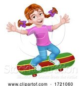 Vector Illustration of Child Skateboarding Girl Kid by AtStockIllustration