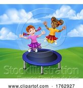 Vector Illustration of Children Jumping on a Round Trampoline by AtStockIllustration