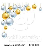 Vector Illustration of Christmas Background Gold Silver Balls Baubles by AtStockIllustration