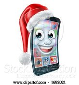 Vector Illustration of Christmas Cell Mobile Phone Mascot in Santa Hat by AtStockIllustration
