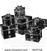 Vector Illustration of Christmas Gifts Birthday Presents Boxes Pile Stack by AtStockIllustration