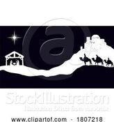 Vector Illustration of Christmas Nativity Scene Bethlehem Manger Wise Men by AtStockIllustration