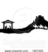 Vector Illustration of Christmas Nativity Scene Bethlehem Manger Wise Men by AtStockIllustration