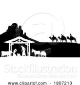 Vector Illustration of Christmas Nativity Scene Bethlehem Manger Wise Men by AtStockIllustration