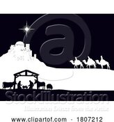 Vector Illustration of Christmas Nativity Scene Bethlehem Manger Wise Men by AtStockIllustration