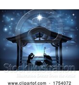 Vector Illustration of Christmas Nativity Scene Jesus Manger Silhouette by AtStockIllustration