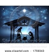 Vector Illustration of Christmas Nativity Scene Jesus Manger Silhouette by AtStockIllustration