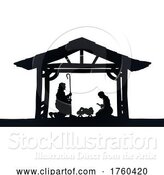 Vector Illustration of Christmas Nativity Scene Jesus Manger Silhouette by AtStockIllustration