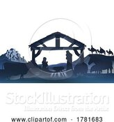Vector Illustration of Christmas Nativity Scene Silhouette by AtStockIllustration