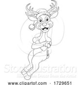 Vector Illustration of Christmas Reindeer in Santa Hat by AtStockIllustration