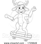 Vector Illustration of Christmas Reindeer Skateboarding by AtStockIllustration